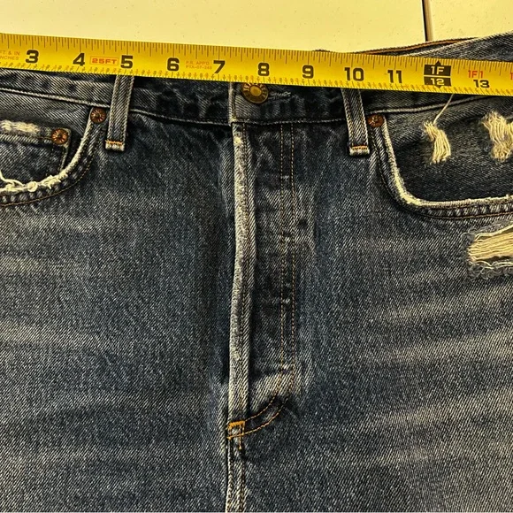 Agolde Distressed Denim Mini Skirt - Blue - Picture 4 of 10